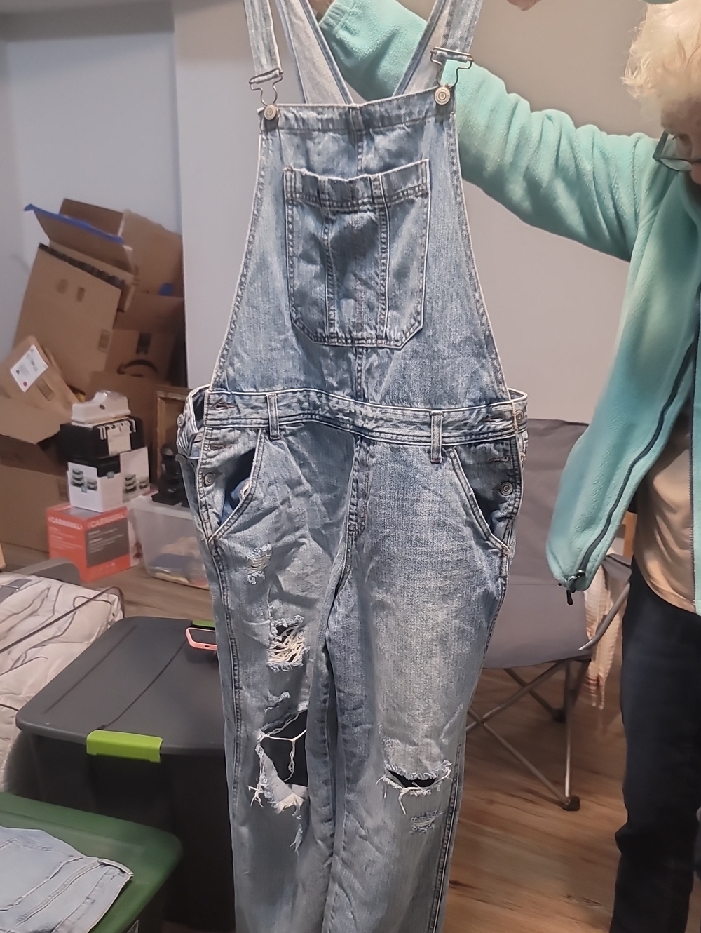 Aeropostale Light Blue Distressed Denim Overalls